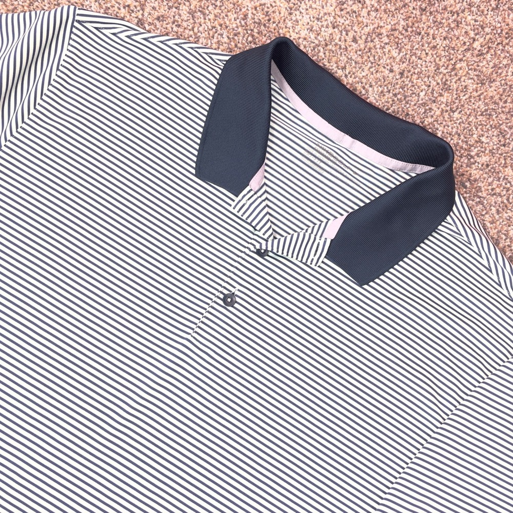 Nike Golf Dri-FIT Polo Shirt Mens XXL Mint Green Navy Blue Striped‎ Standard Fit